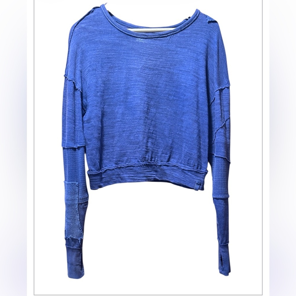 We The Free Indigo Blue Distressed Pullover Sweater